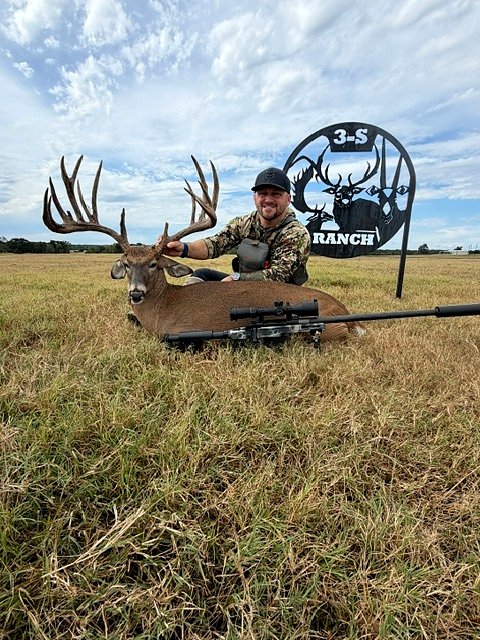 A heavy non-typical whitetail with extra points taken at 3-S Ranch.